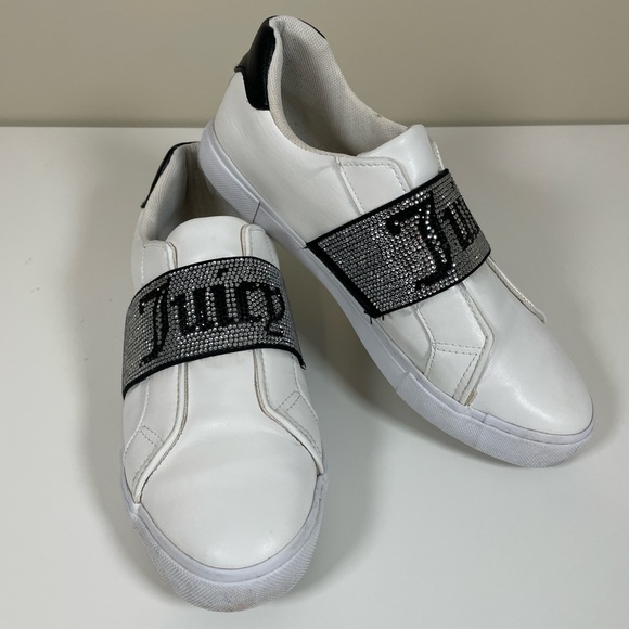 Juicy Couture Shoes - JUICY‎ COUTURE Women’s 9.5 Cosmik White & Black Embellished Slip On Shoes Bling